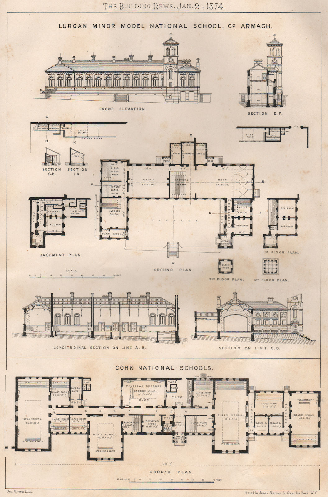 Lurgan Minor Model National School, Co. Armagh; Cork National Schools 1874